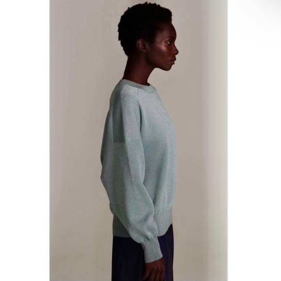 REBECCA TAYLOR BLUE METALLIC SWEATER - Picture 6 of 10